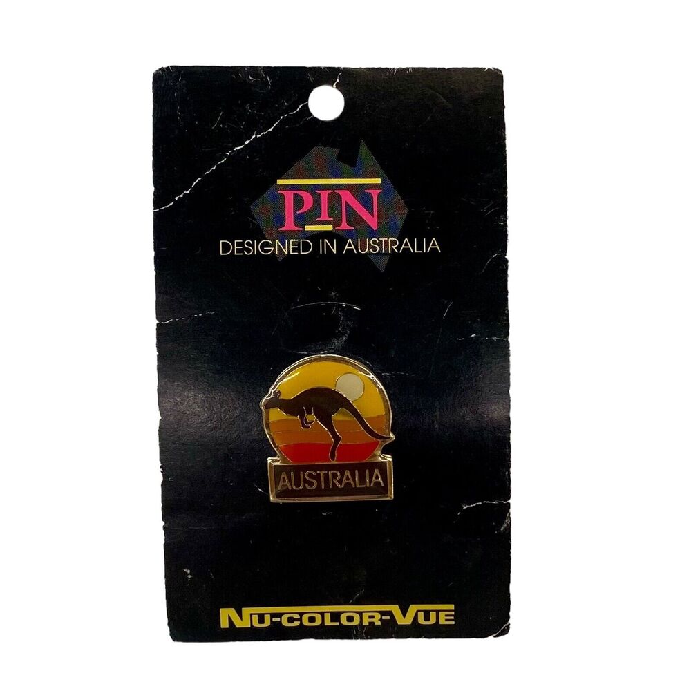 Vintage Australian Kangaroo Metal Enamel Pin Badge Tie Pin Lapel Pin Down Under